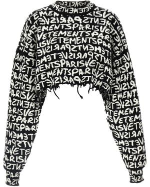 Vetements Paris Monogram' Cropped Sweater - Schwarz