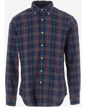 Polo Ralph Lauren Cotton Shirt With Check Pattern - Blue