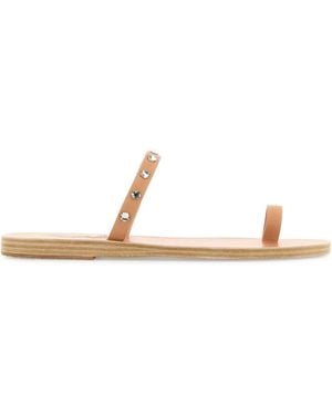 Ancient Greek Sandals Skin Pink Leather Audrey Thong Slippers - White