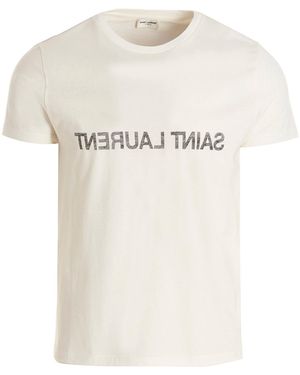Saint Laurent Logo Print T -shirt - Wit