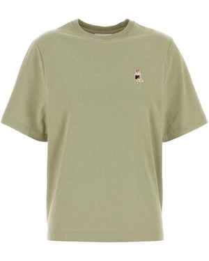 Maison Kitsuné Sage Round Neck Embroidered T-Shirt - Green