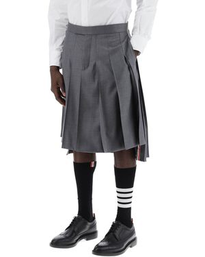Thom Browne Twill plissierte Midi -Rock - Grau