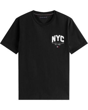 Tommy Hilfiger T Shirt Athleisure Con Logo Ricamato - Black