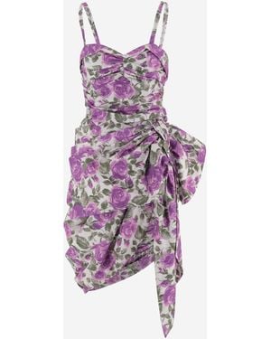 Chloé Vestido midi de popelina de algodón con estampado floral - Morado