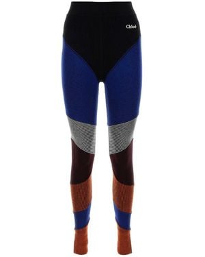 Chloé Stretch Wool Blend Leggings - Blue
