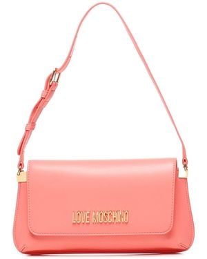 Love Moschino Hou Van Moschino Roze Platte Schoudertas Met Gouden Logo