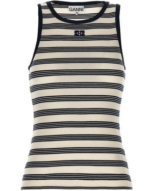 Ganni Striped Tank Top Top-Donna - Nero