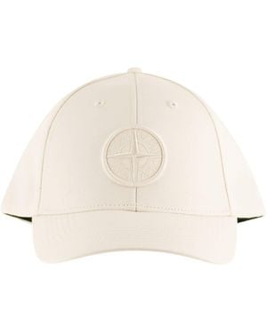 Stone Island Cap With Embroidered Compass Logo - Natural