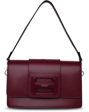 Hogan Burgundy Leather H-Bag - Purple