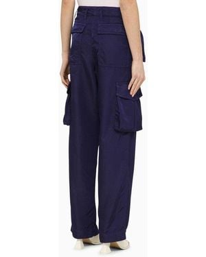 Dries Van Noten Ink Nylon Cargo Trousers - Blue