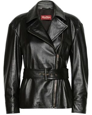 Max Mara Studio Nappa Leather Giusto Jacket - Black
