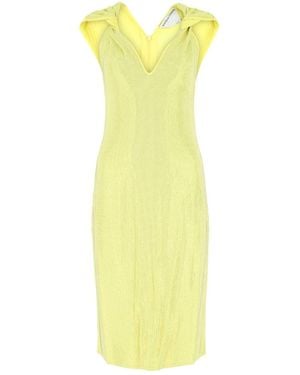 Bottega Veneta Embellished Stretch Viscose Blend Dress - Yellow