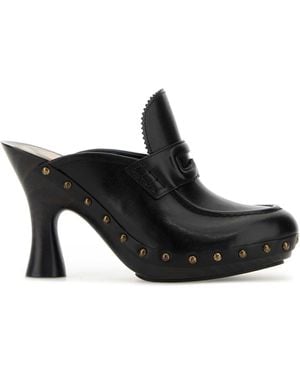 Burberry Leather Mules - Black