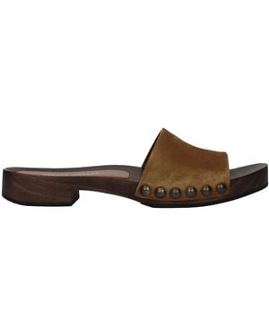 Miu Miu Suede/Cinnamon Clogs And Mules - Brown