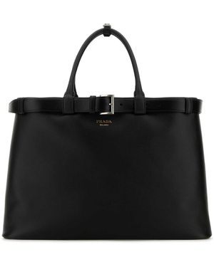 Prada Black Leder große -Schnalle -Handtasche - Schwarz