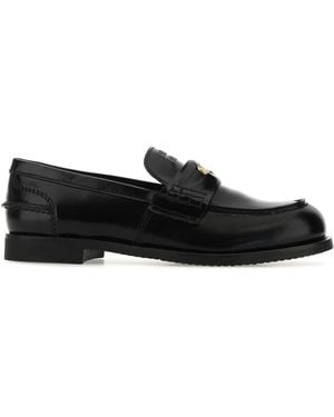 Miu Miu Leather Loafers - Black