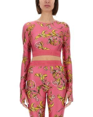 Versace Jeans Couture "Outline Baroque" Short Top - Red