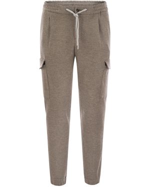 PT Torino Virgin Wool Cargo Jogger Trousers - Grey