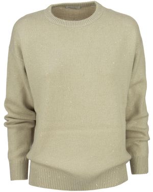 Brunello Cucinelli Diamante Kaschmir und Seiden -Crew -Nackenpullover - Natur