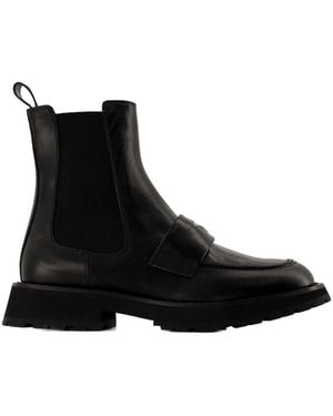 McQueen Worker Punk Ankle Boots Leather - Black