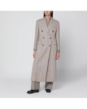 Tagliatore Double Breasted Herringbone Coat - Gray