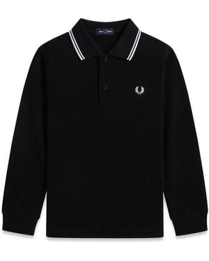 Fred Perry Twin Tipped Ls Polo Shirt - Black