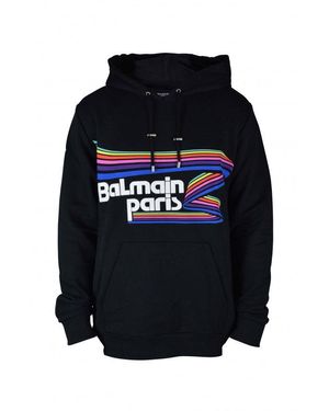 Balmain Sweatshirt With Graphic And Logo - Schwarz