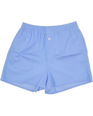 LA ROSE Cotton Buttoned Shorts - Blue