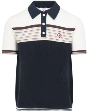 CASABLANCA Cafe Stripe Polo Shirt - Blue