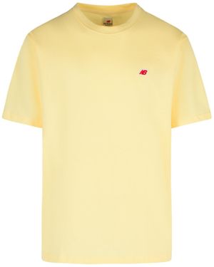 New Balance Brown Cotton T -shirt - Geel