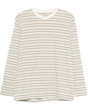 AURALEE Gestreept Katoenen T-shirt - Wit