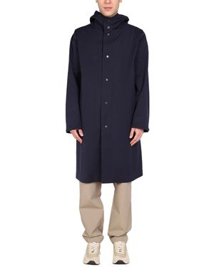 Monobi Hooded Trench Coat - Blue
