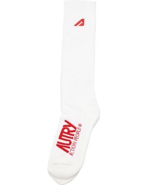Autry Hombres's Calcetines Y Tobilleras Algodón Blanco/Rojo