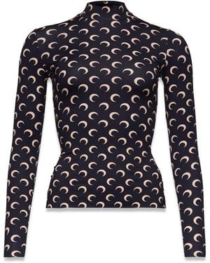 Marine Serre T-Shirt "Moon" - Blue