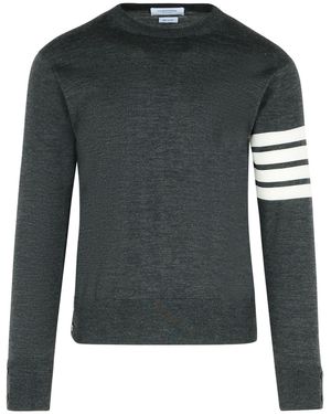 Thom Browne '4 -bar' grauer Virgin Wollpullover - Schwarz