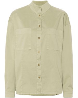 forte_forte Peached Cotton Twill Collar Shirt Clothing - Green
