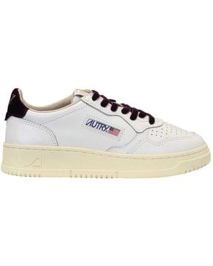 Autry Medalist Low Wom Vz01 Leather/Velvet/Logo/Fig - White