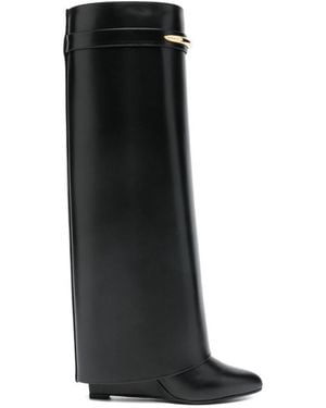 Givenchy Shark Leather Knee Boots - Black