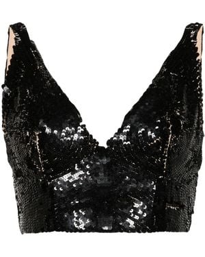 P.A.R.O.S.H. P.A.R.O..H. Grand Sequinned Crop Top - Black