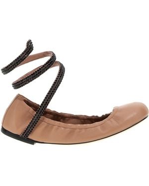 Rene Caovilla Cleo Flat Shoes Beige - Marrone