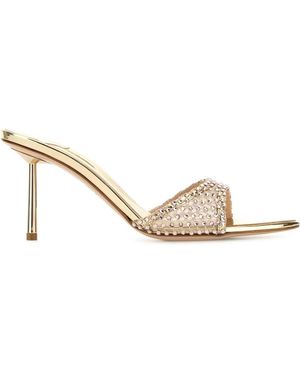 Le Silla Embellished Mesh Gilda Mules - Natural