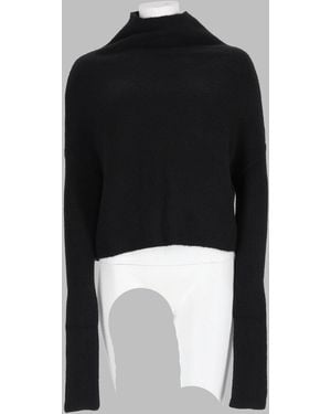 Rick Owens Cropped Mock Neck Wool Jumper - Black