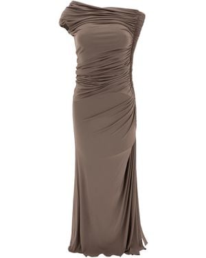 Alaïa Draped Midi Dress - Brown