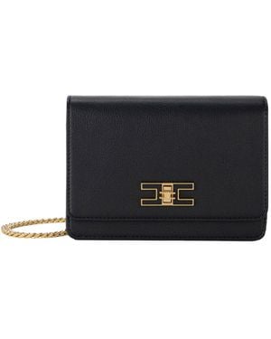 Elisabetta Franchi Borsa A Tracolla Nera Piccola Con Placca Logo - Schwarz