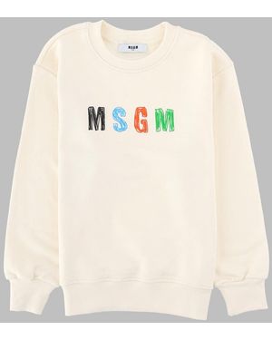 MSGM Boys 100% Cotton Sweatshirt Tee, Spring/Summer 2026 - Natural