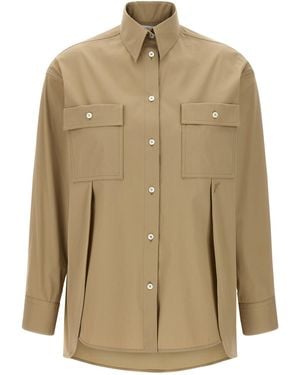 Ferragamo Panel-Designed Cotton Poplin Shirt With Tone-On-To - Natur
