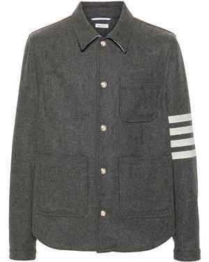 Thom Browne 4-Bar Vilten Shirtjack - Zwart