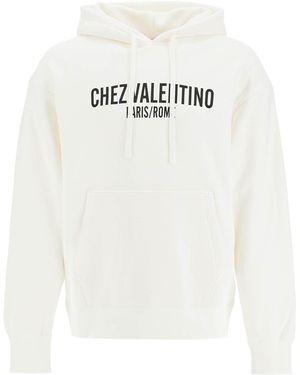Valentino Garavani Felpa Con Cappuccio Di Valent - Bianco