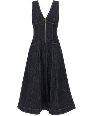 Self-Portrait Zelfportret 'indigo Denim Midi' Jurk - Blauw