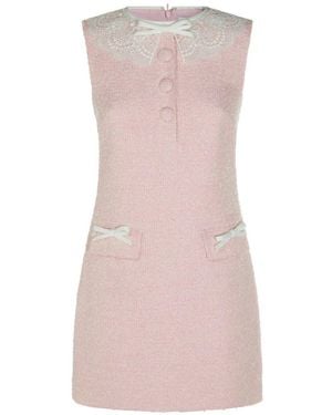 Self-Portrait Bouclé Mini Dress - Pink